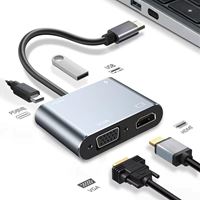 Cáp chuyển đổi Type-C 4 trong 1 ra HDMI 4K, USB 3.0, Type-C, VGA | Bộ HUB Type-C 4 in 1